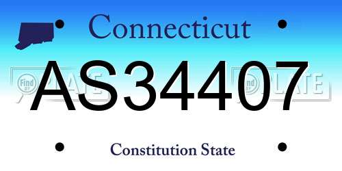 AS34407 Connecticut License Plate