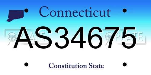 AS34675 Connecticut License Plate
