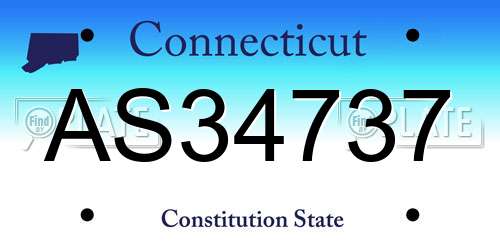 AS34737 Connecticut License Plate