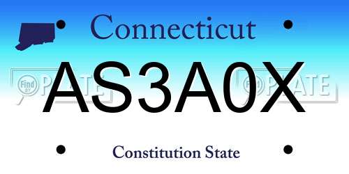 AS3A0X Connecticut License Plate