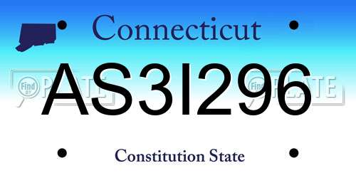 AS3I296 Connecticut License Plate