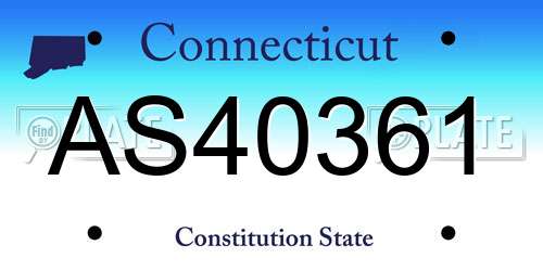 AS40361 Connecticut License Plate