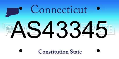 AS43345 Connecticut License Plate