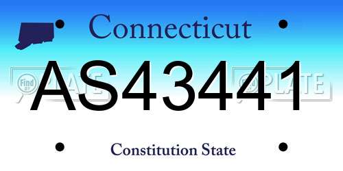 AS43441 Connecticut License Plate
