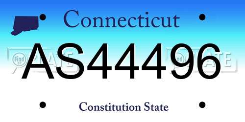 AS44496 Connecticut License Plate