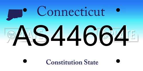 AS44664 Connecticut License Plate