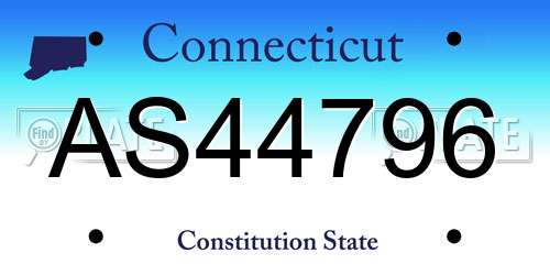 AS44796 Connecticut License Plate