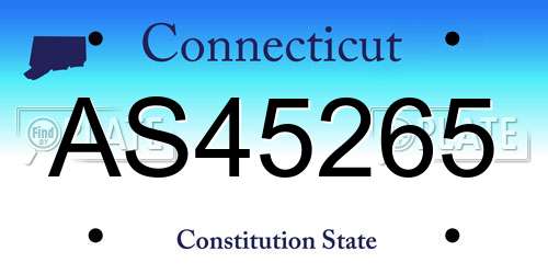 AS45265 Connecticut License Plate