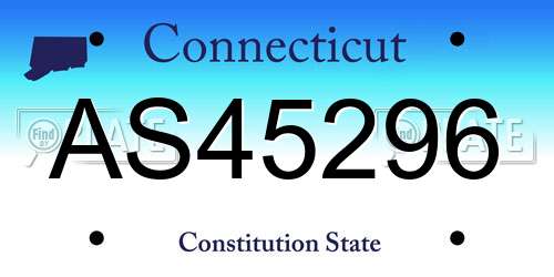 AS45296 Connecticut License Plate