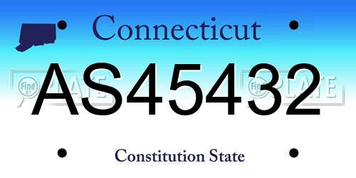 AS45432 Connecticut License Plate