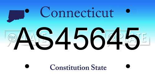 AS45645 Connecticut License Plate