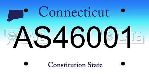 AS46001 Connecticut License Plate