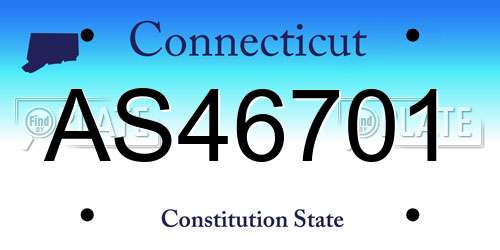 AS46701 Connecticut License Plate