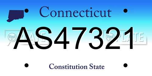 AS47321 Connecticut License Plate