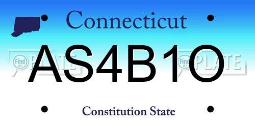 AS4B1O Connecticut License Plate