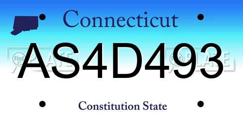 AS4D493 Connecticut License Plate