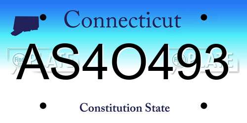 AS4O493 Connecticut License Plate