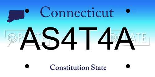 AS4T4A Connecticut License Plate