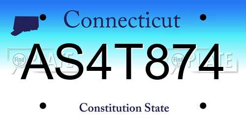 AS4T874 Connecticut License Plate