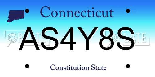 AS4Y8S Connecticut License Plate