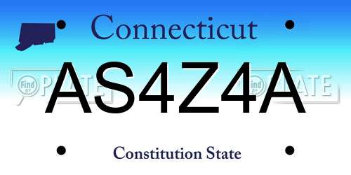 AS4Z4A Connecticut License Plate