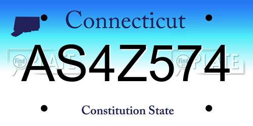 AS4Z574 Connecticut License Plate