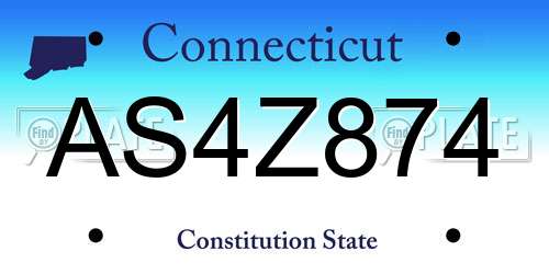 AS4Z874 Connecticut License Plate