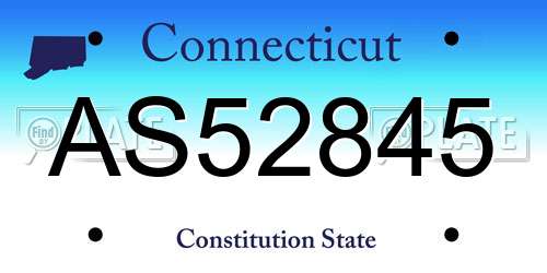 AS52845 Connecticut License Plate