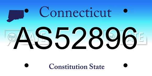 AS52896 Connecticut License Plate