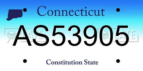 AS53905 Connecticut License Plate