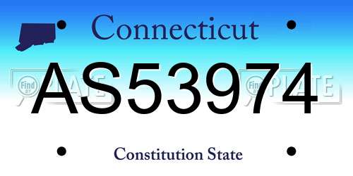 AS53974 Connecticut License Plate