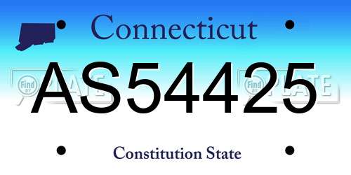 AS54425 Connecticut License Plate