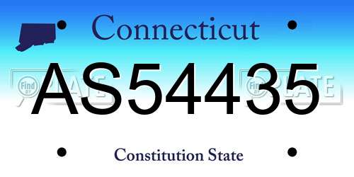 AS54435 Connecticut License Plate