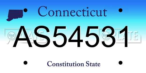 AS54531 Connecticut License Plate