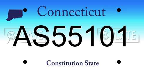 AS55101 Connecticut License Plate