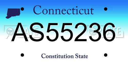 AS55236 Connecticut License Plate