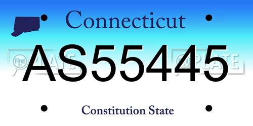 AS55445 Connecticut License Plate