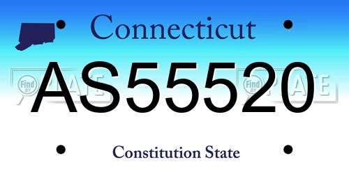AS55520 Connecticut License Plate