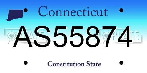 AS55874 Connecticut License Plate