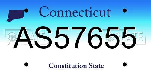 AS57655 Connecticut License Plate