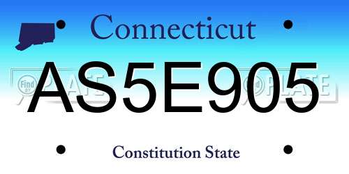 AS5E905 Connecticut License Plate