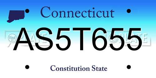 AS5T655 Connecticut License Plate