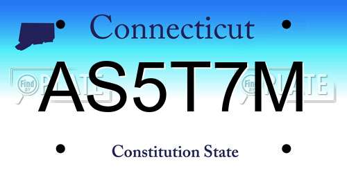 AS5T7M Connecticut License Plate
