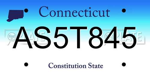 AS5T845 Connecticut License Plate