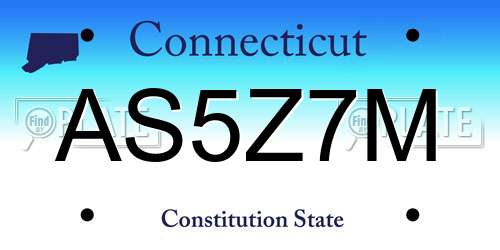AS5Z7M Connecticut License Plate