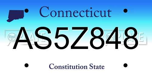 AS5Z848 Connecticut License Plate