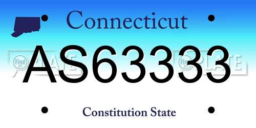 AS63333 Connecticut License Plate