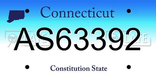 AS63392 Connecticut License Plate
