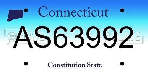 AS63992 Connecticut License Plate