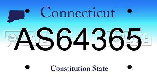 AS64365 Connecticut License Plate
